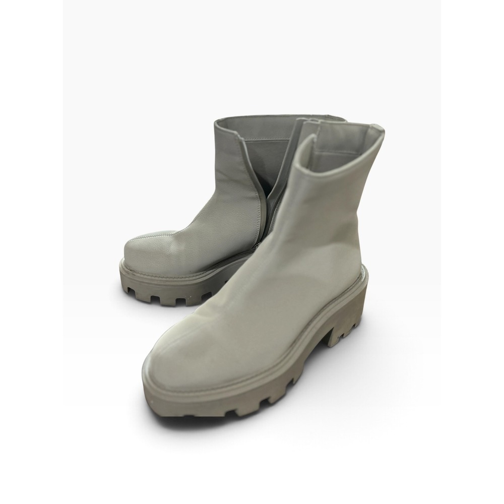 Zara Womens Lug Sole Ankle Boots Grey Platform Zipper Chunky Size 40